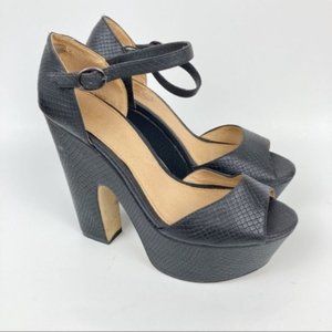 OFFICE London Black Peep Toe Platform Heels Sz 39
